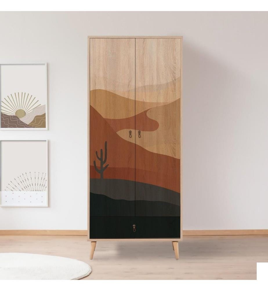 Armoire, Multicolore, Panneau de particules mélaminé, Pieds en bois