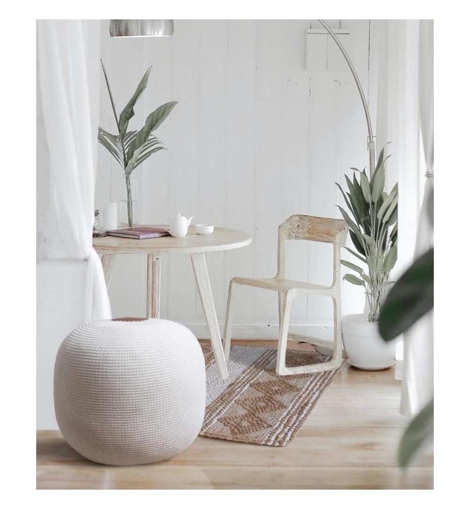 Pouf, beige, acrylique, rembourrage polyester