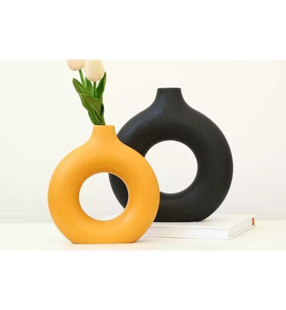 Vase, noir, orange, 100% céramique