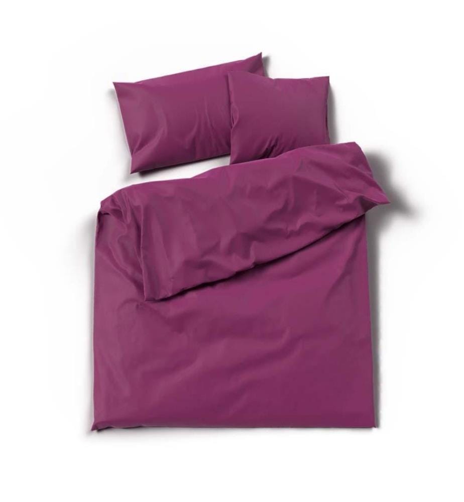 LOTUS - Literie satin uni prune - 200 x 210 cm