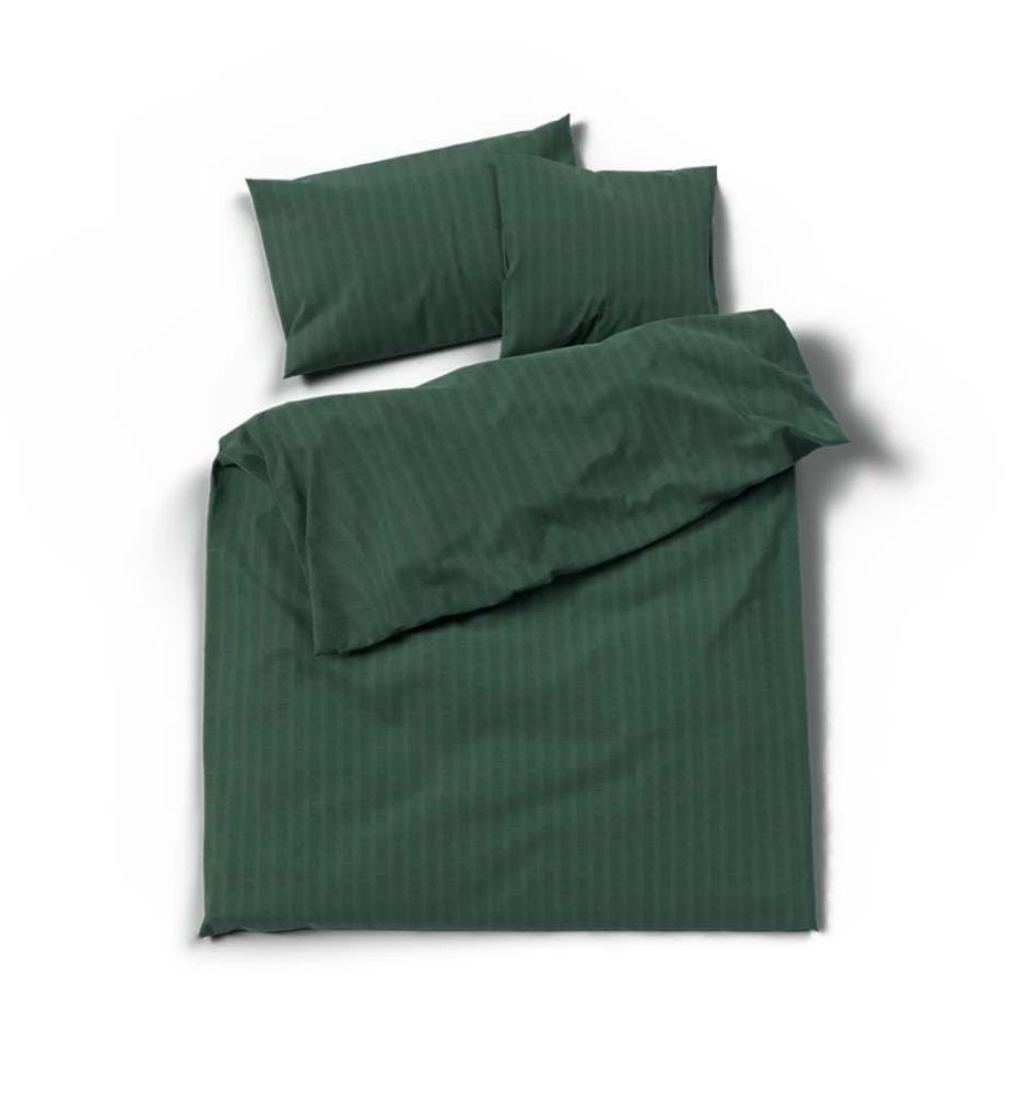 LOTUS - Literie Satin Seersucker Vert uni - 200 x 210 cm