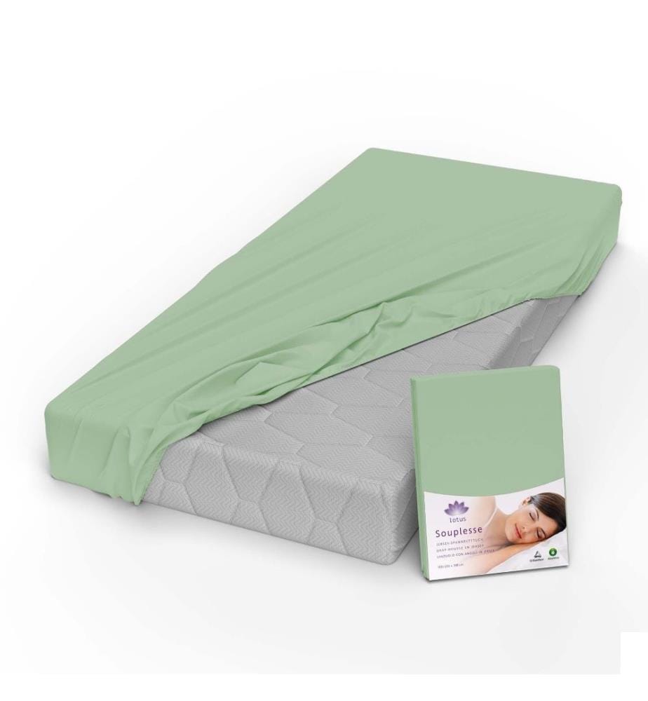 LOTUS - Drap-housse jersey Souplesse aloe - 90-100 x 200 cm