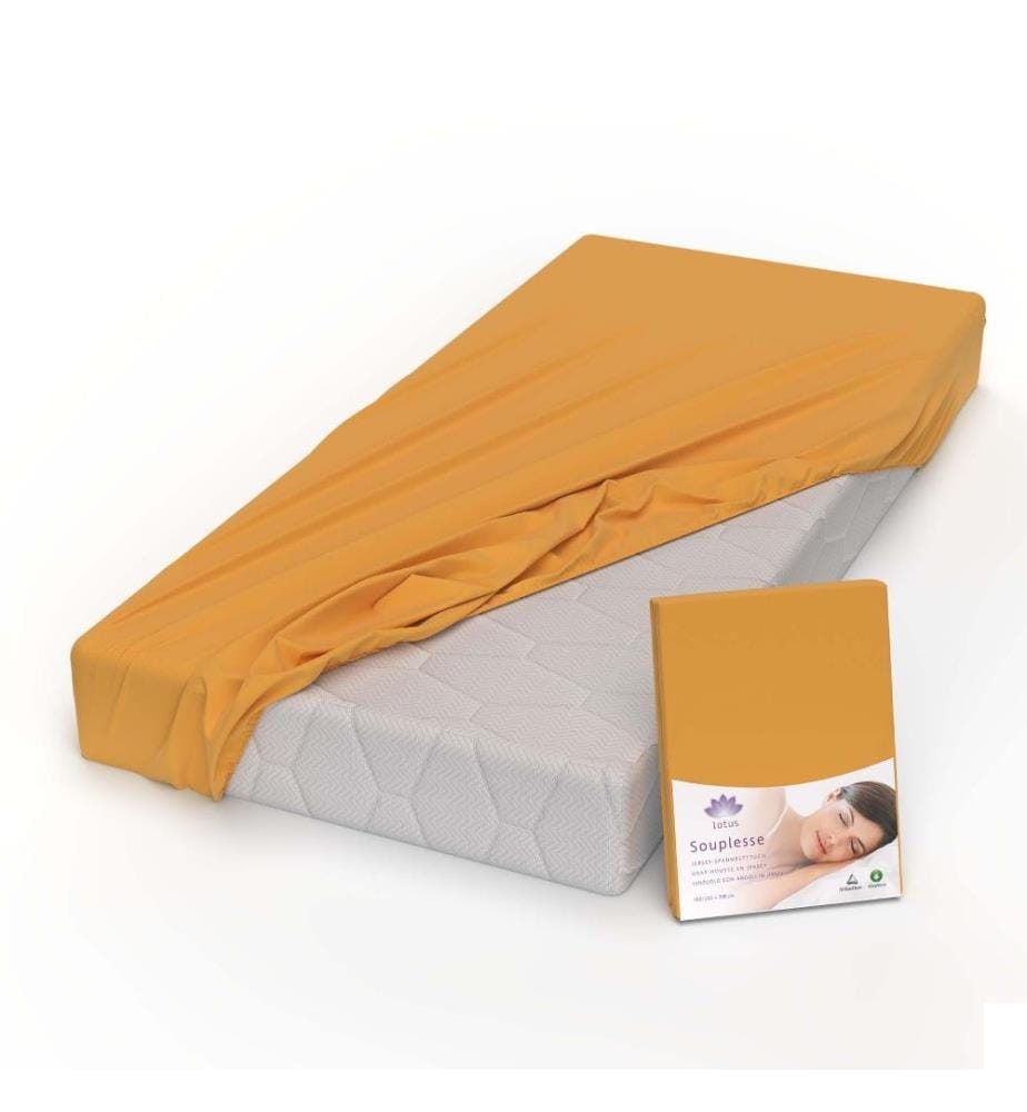LOTUS - Drap-housse jersey Souplesse Orange - 120 x 200 cm