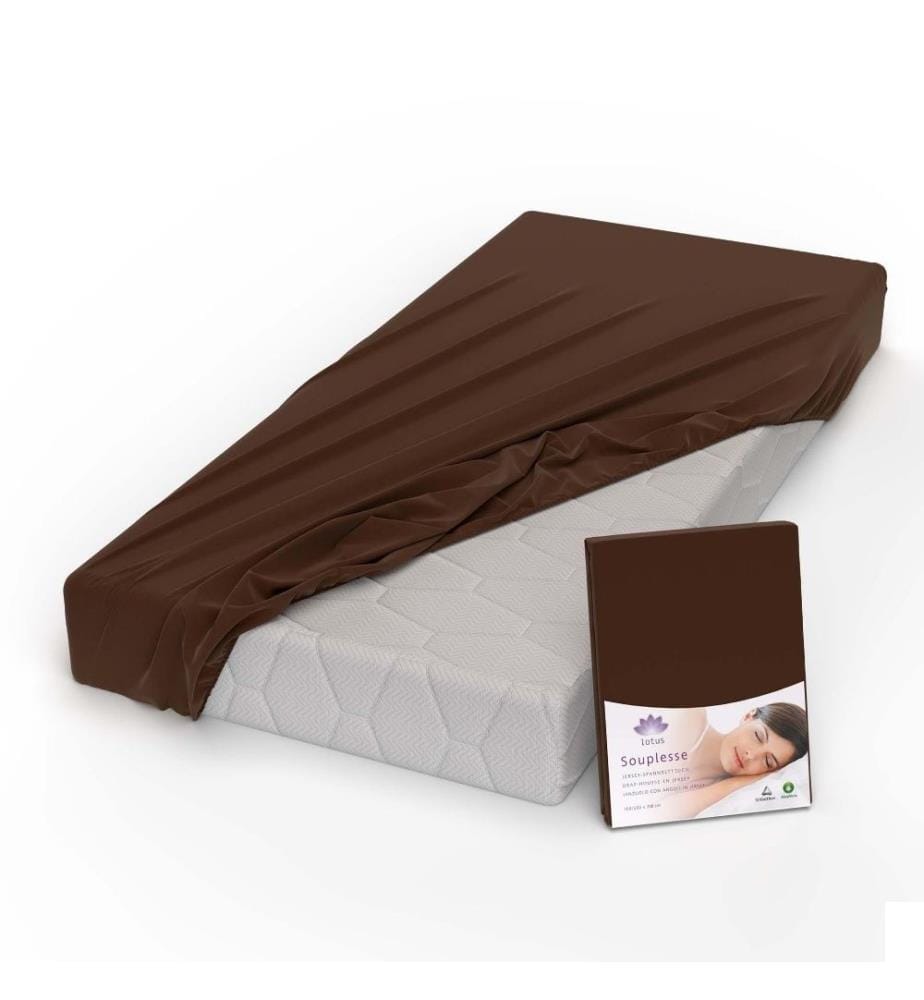 LOTUS - Drap-housse jersey Souplesse Chocolat - 140-160 x 200 cm