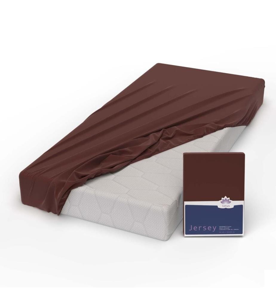 LOTUS - Drap-housse jersey Confort Chocolat - 120 x 200 cm