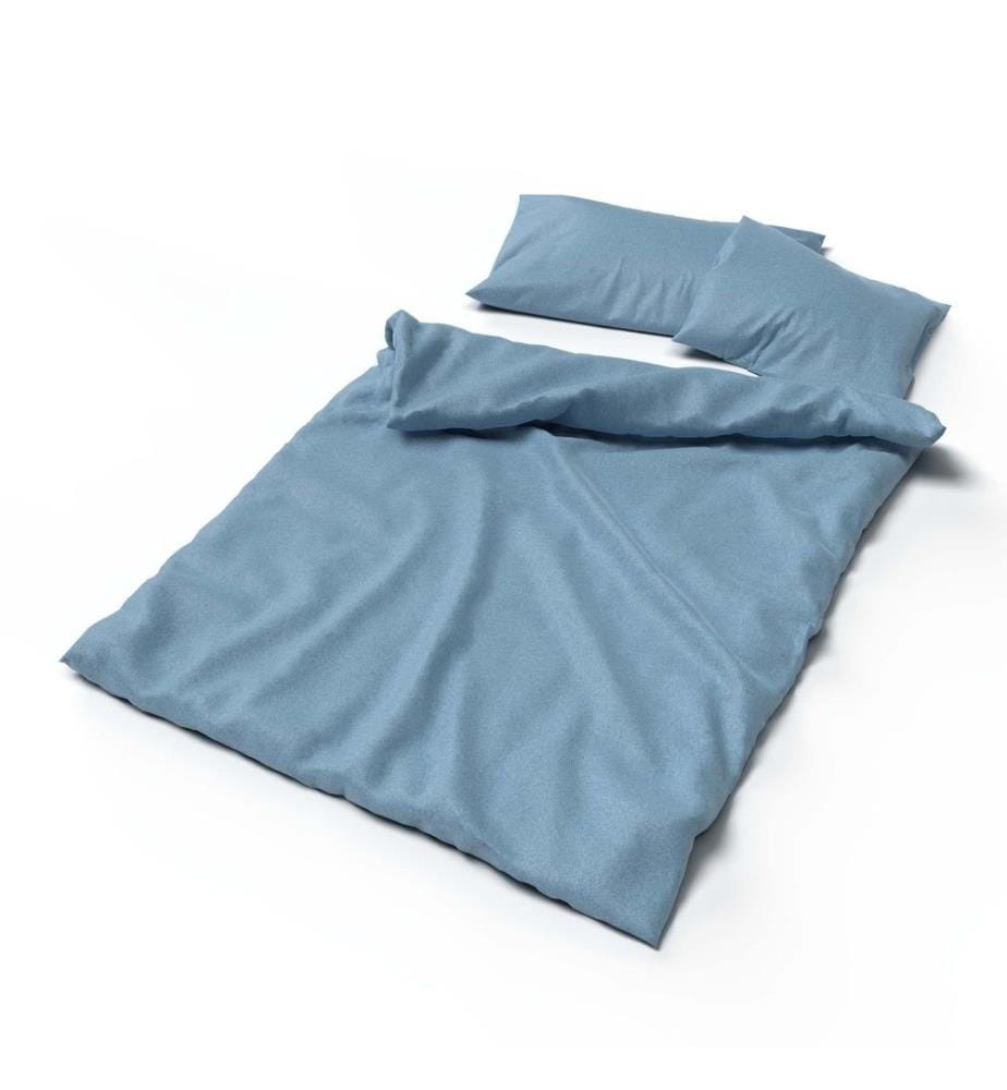 LOTUS - Literie flanelle bleu uni - 160 x 240 cm