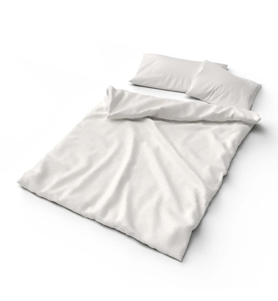 LOTUS - Literie flanelle unie laine blanche - 160 x 210 cm