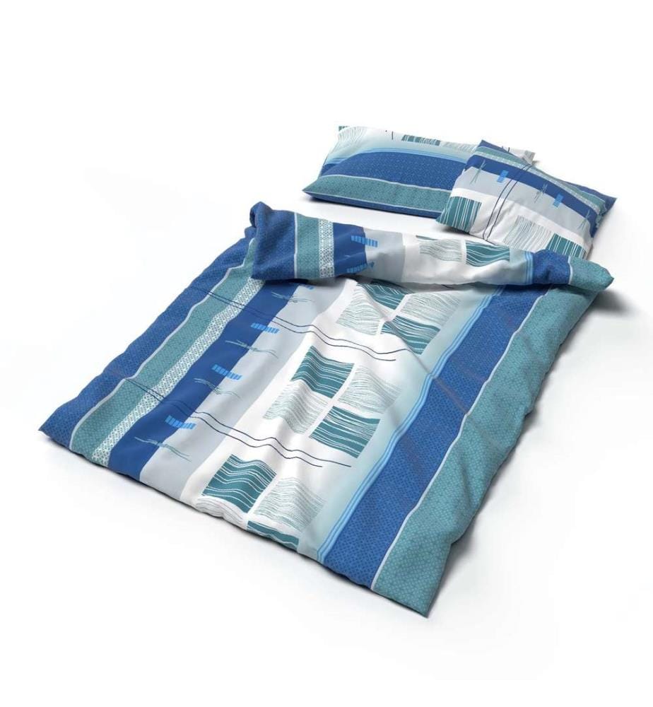 LOTUS - Parure de lit Jersey Amalfi bleu - 160 x 210 cm