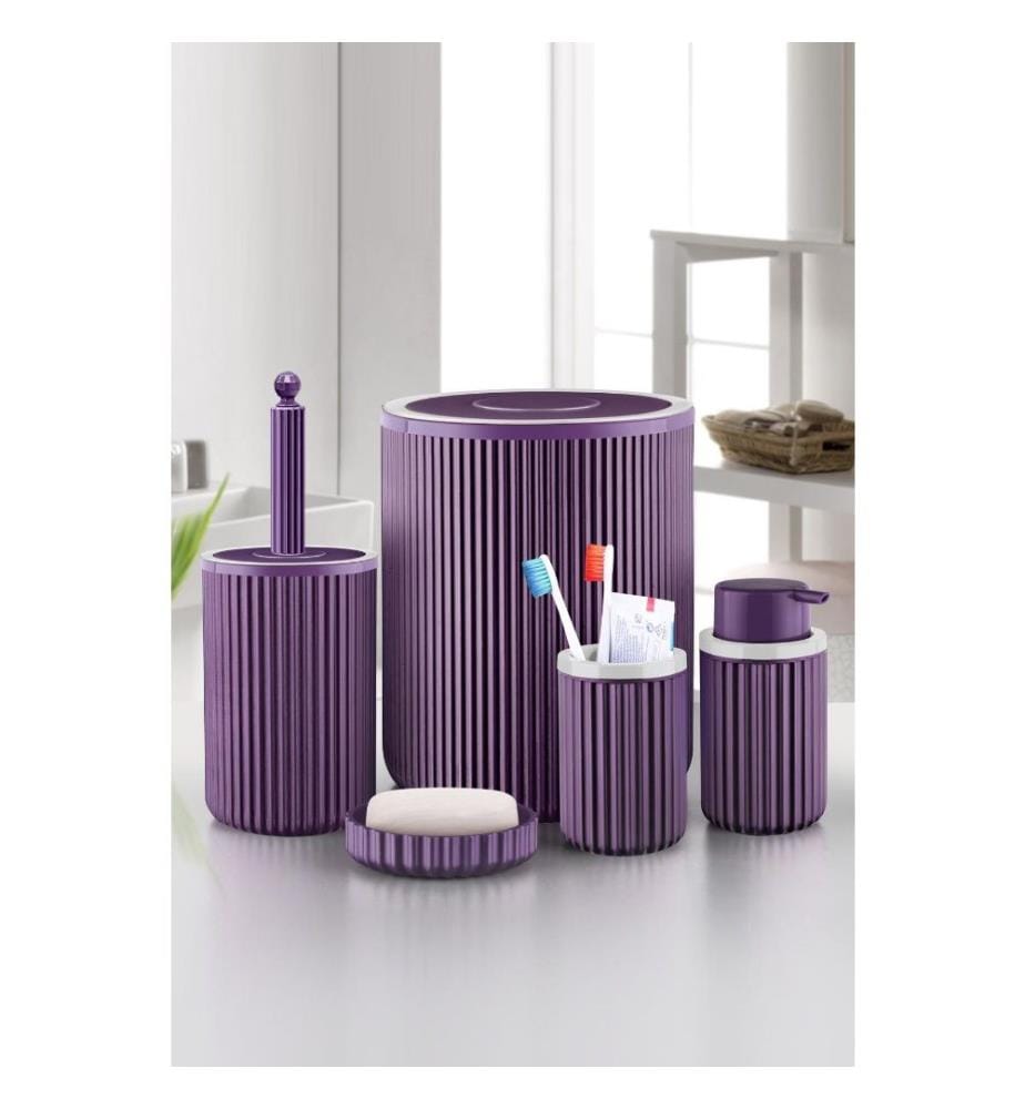 Set de salle de bain, 5 pièces, violet, acrylique, utilisation ergonomique