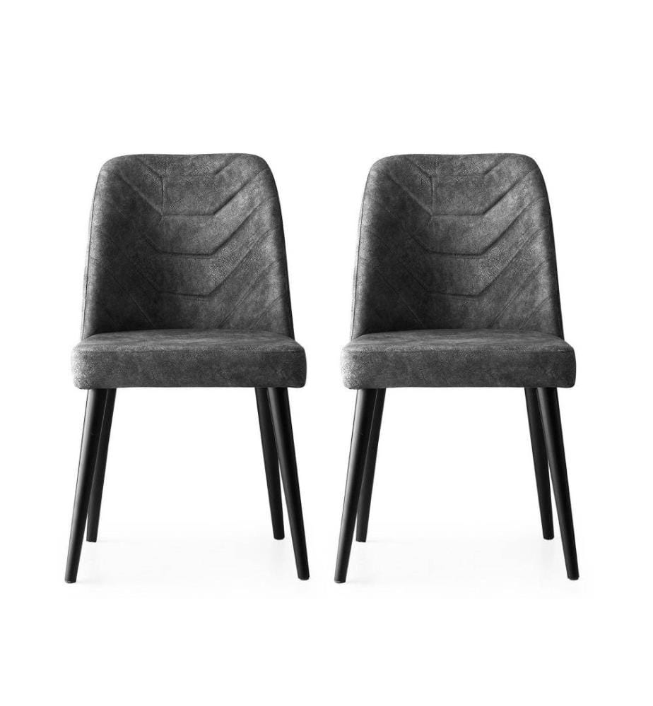 Ensemble de chaises, 2 pièces, anthracite, structure en bois, assise en tissu velours