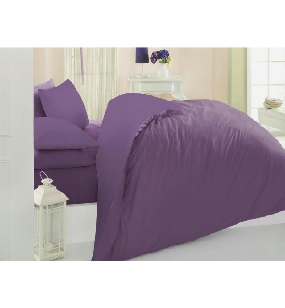 Ranforce Super King Quilt Cover Set, Plum, Cotton Ranforce, 117gr-m²,