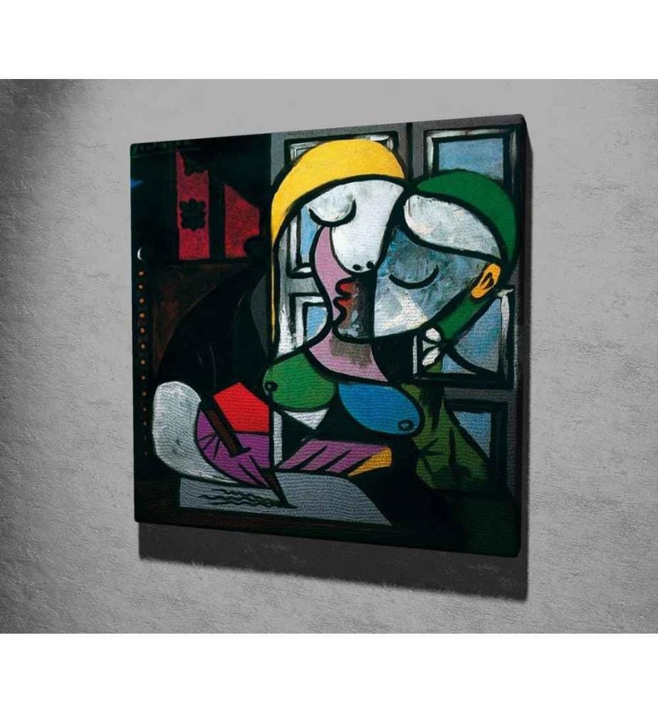 Peinture décorative sur toile, multicolore, toile, cadre en bois
