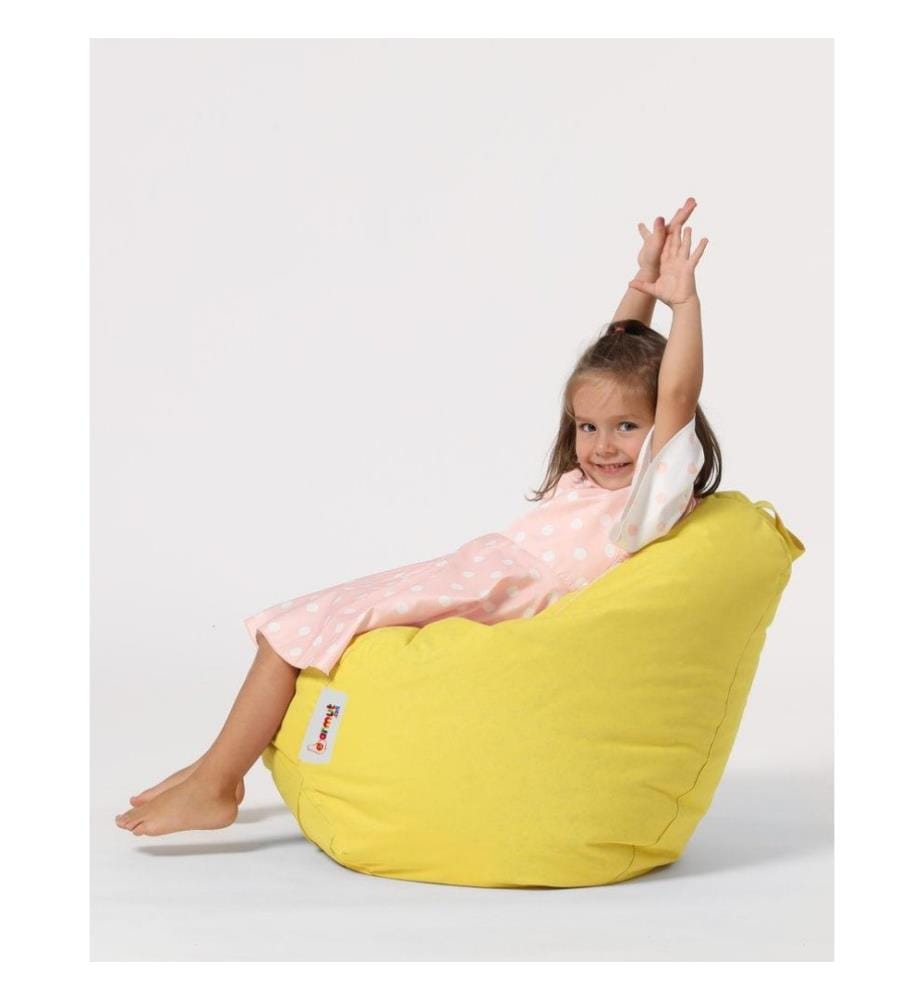 Sac de fèves de jardin, jaune, polystyrène recyclé haute densité, tissu polyester