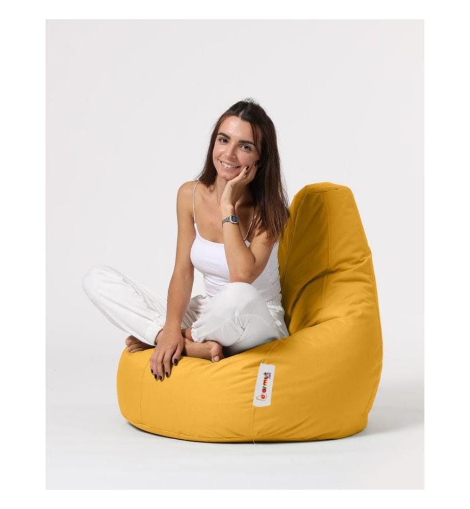 Sac de fèves de jardin, jaune, polystyrène recyclé haute densité, tissu polyester