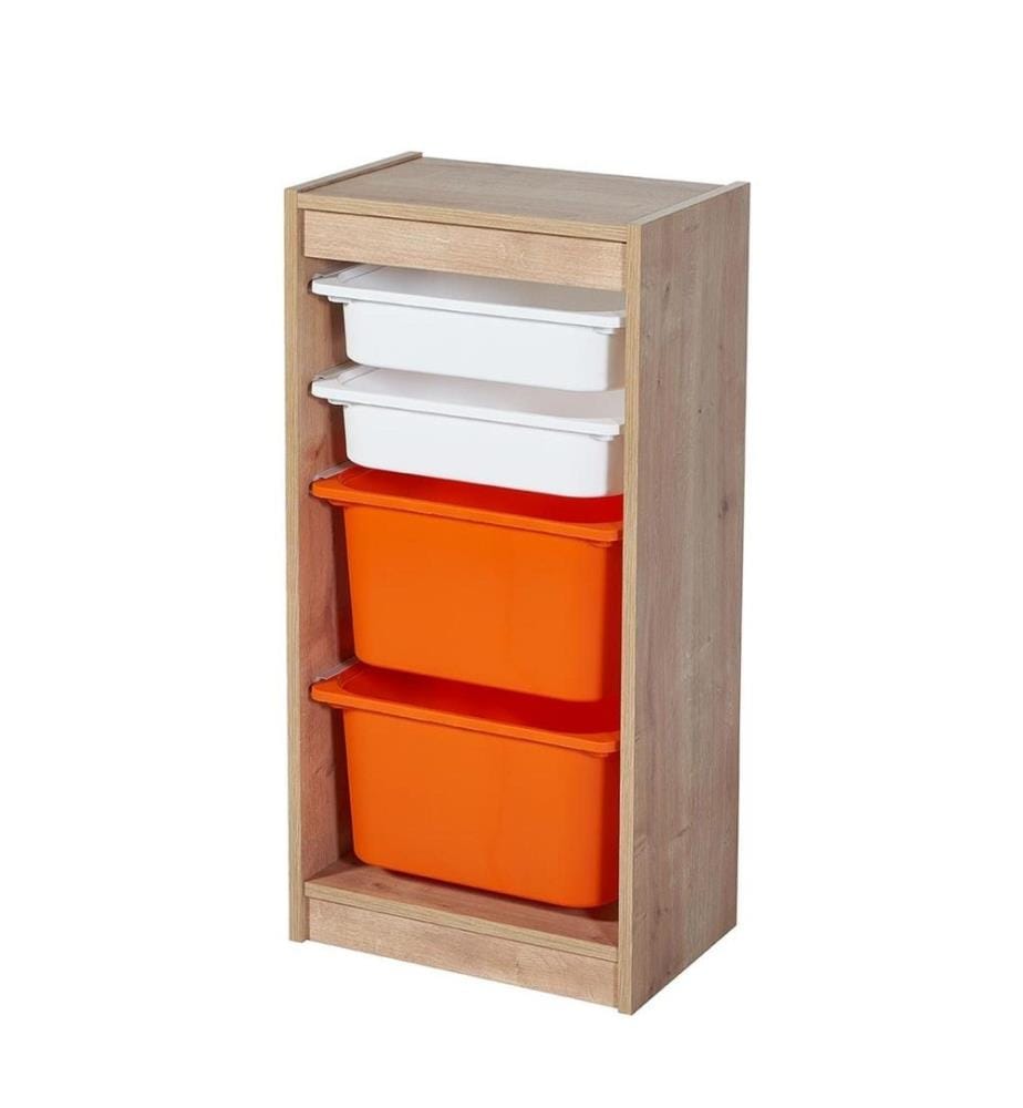 Armoire multifonctions, chêne blanc orange, panneau de particules mélaminé