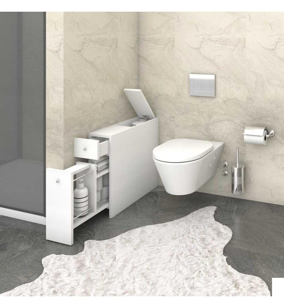 Armoire de toilette, blanc, panneau de particules mélaminé