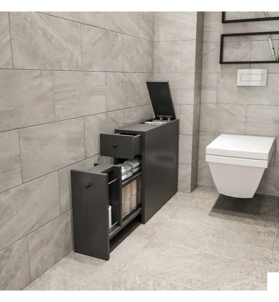 Armoire de toilette, Anthracite, panneau de particules mélaminé