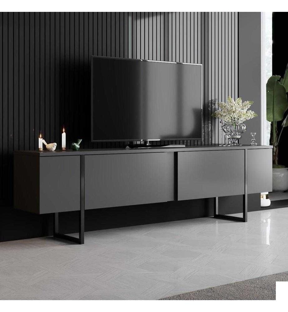Meuble TV, noir anthracite, panneau de particules mélaminé