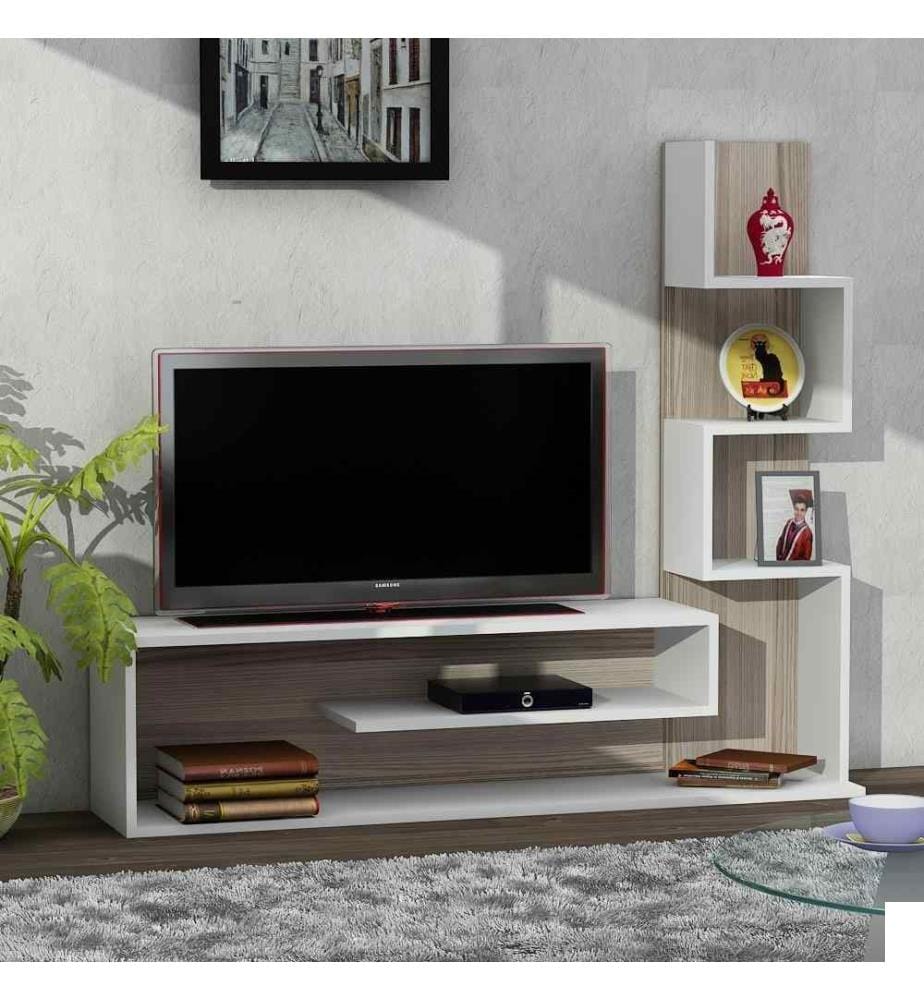 Meuble TV, Cordoba blanc, panneau de particules mélaminé