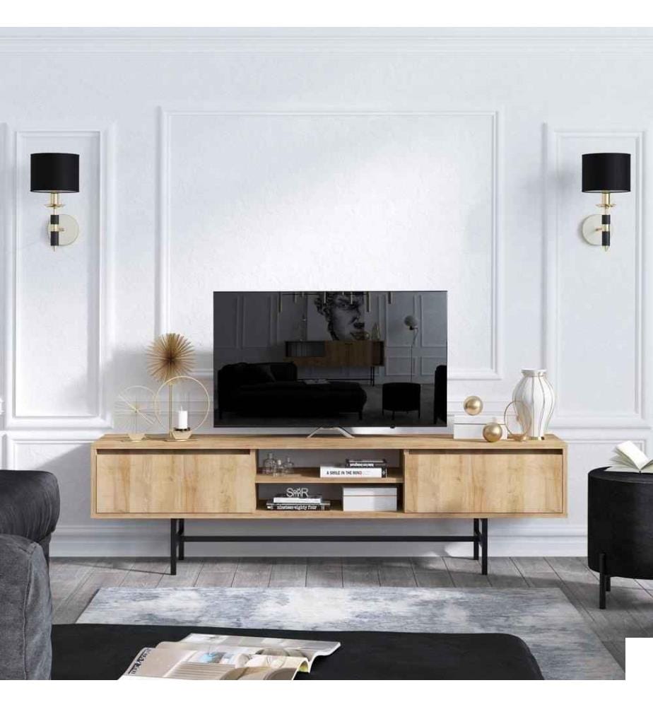 Meuble TV, chêne noir, panneau de particules mélaminé