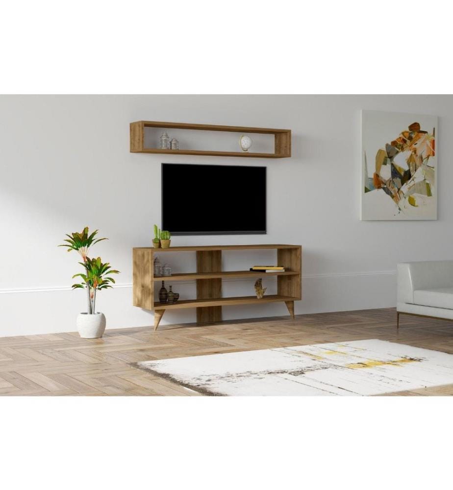 Meuble TV, noyer, panneau de particules mélaminé