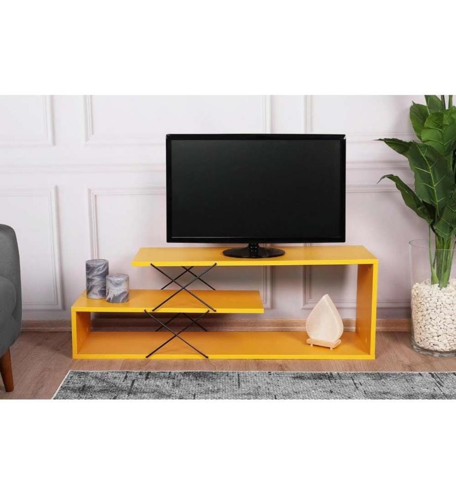 Meuble TV, jaune, panneau de particules mélaminé