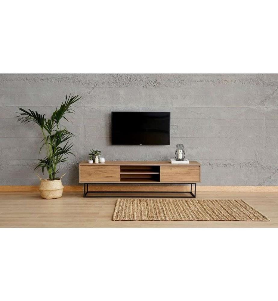 Meuble TV, Noyer Noir, Panneau de particules mélaminé