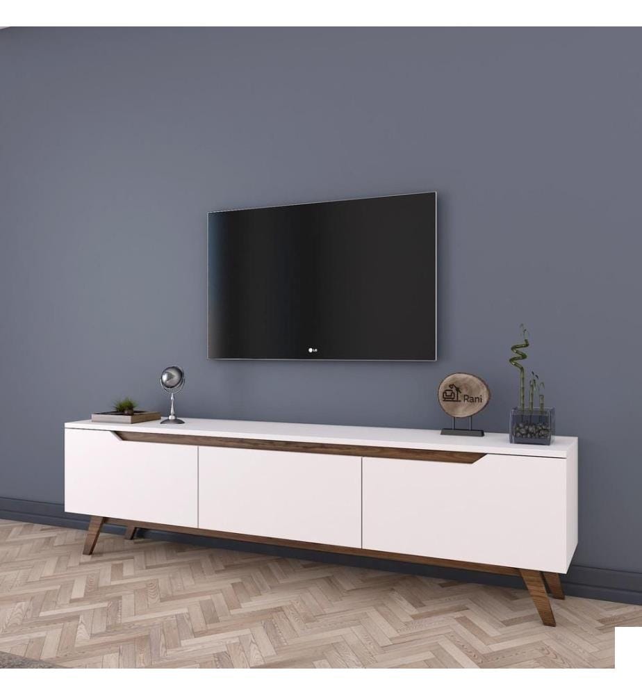 Meuble TV, Noyer blanc, Panneau de particules mélaminé