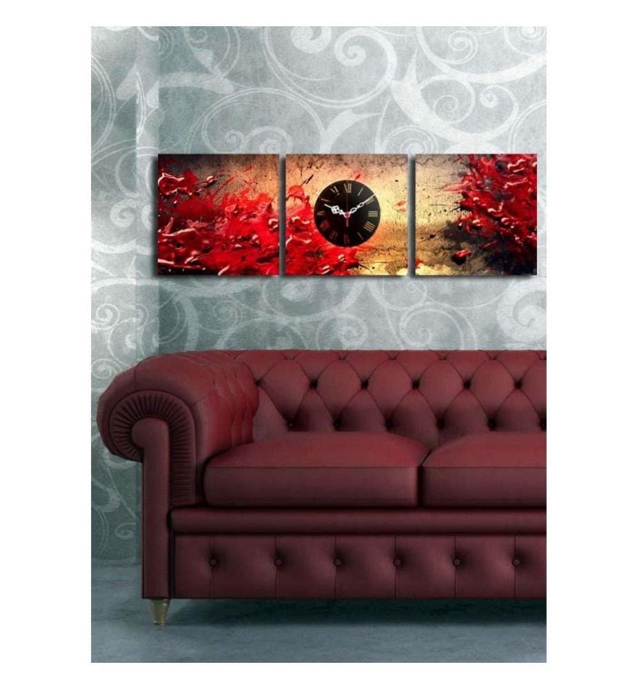 Horloge murale décorative en toile, 3 pièces, multicolore, toile daim