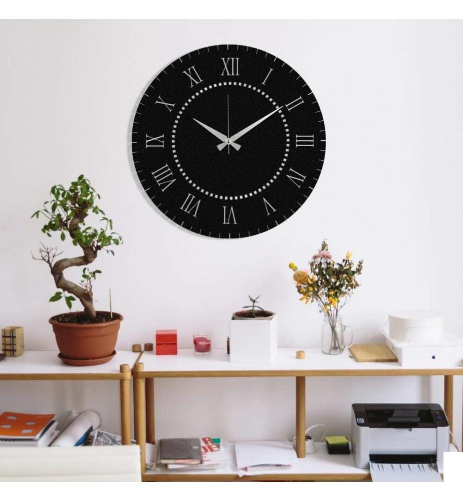 Horloge murale décorative en métal, noir, métal