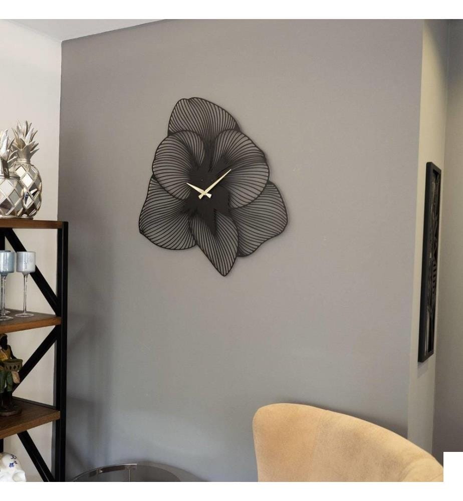 Horloge murale décorative en métal, noir, acier