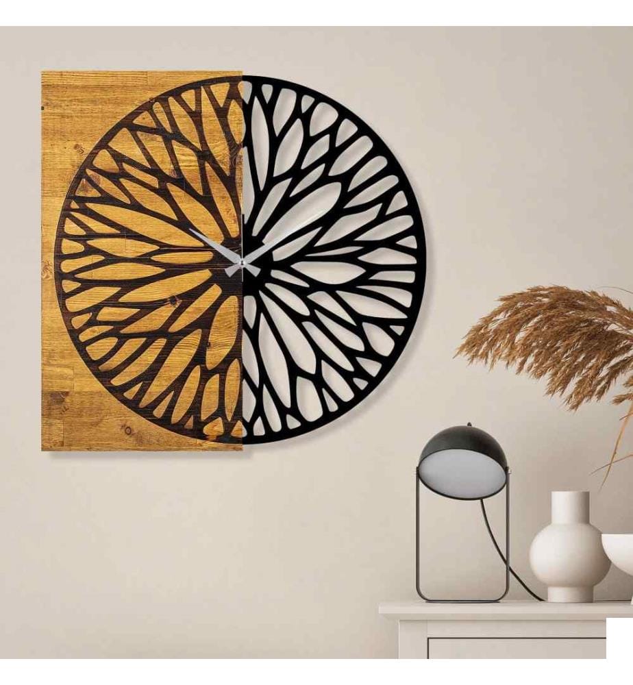 Horloge murale décorative en bois, noyer noir, bois