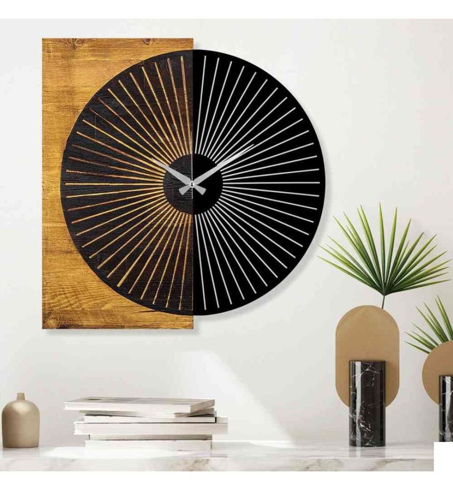 Horloge murale décorative en bois, noyer noir, bois