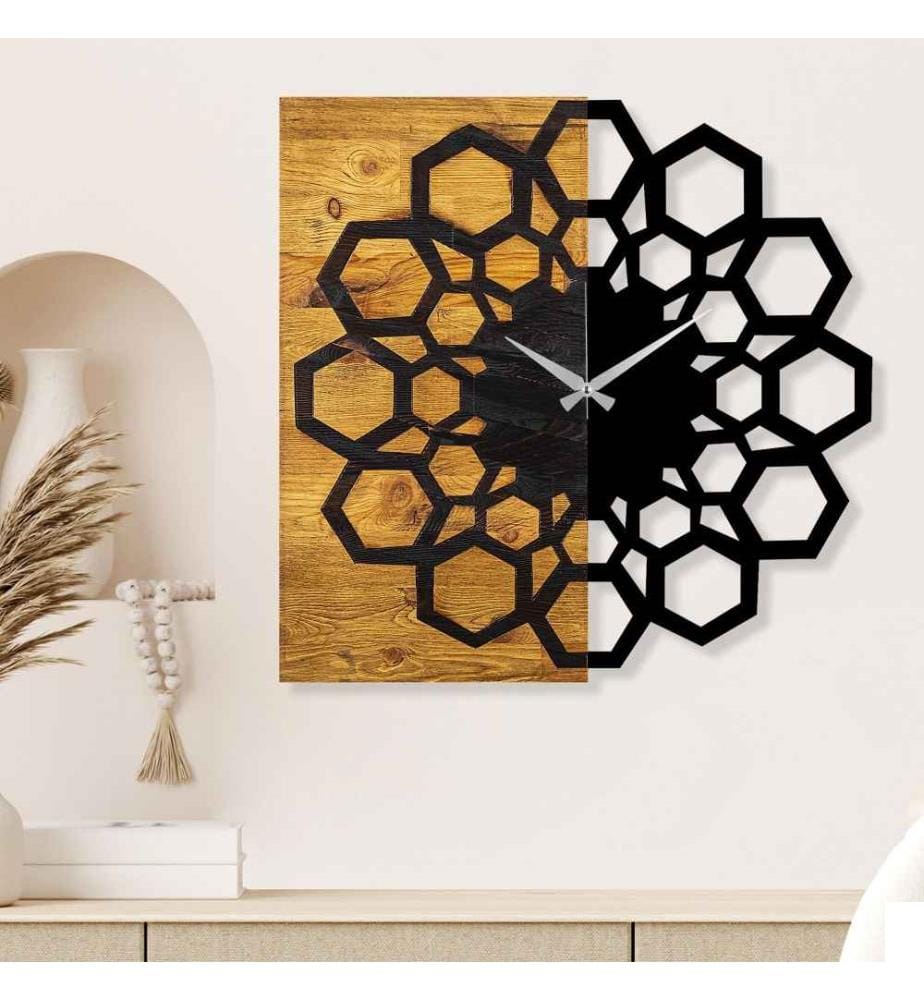 Horloge murale décorative en bois, noyer noir, bois