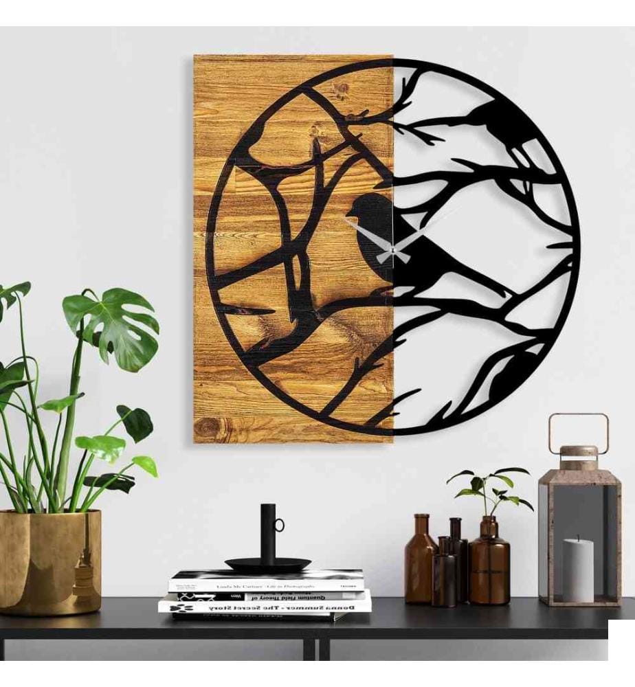 Horloge murale décorative en bois, noyer noir, bois