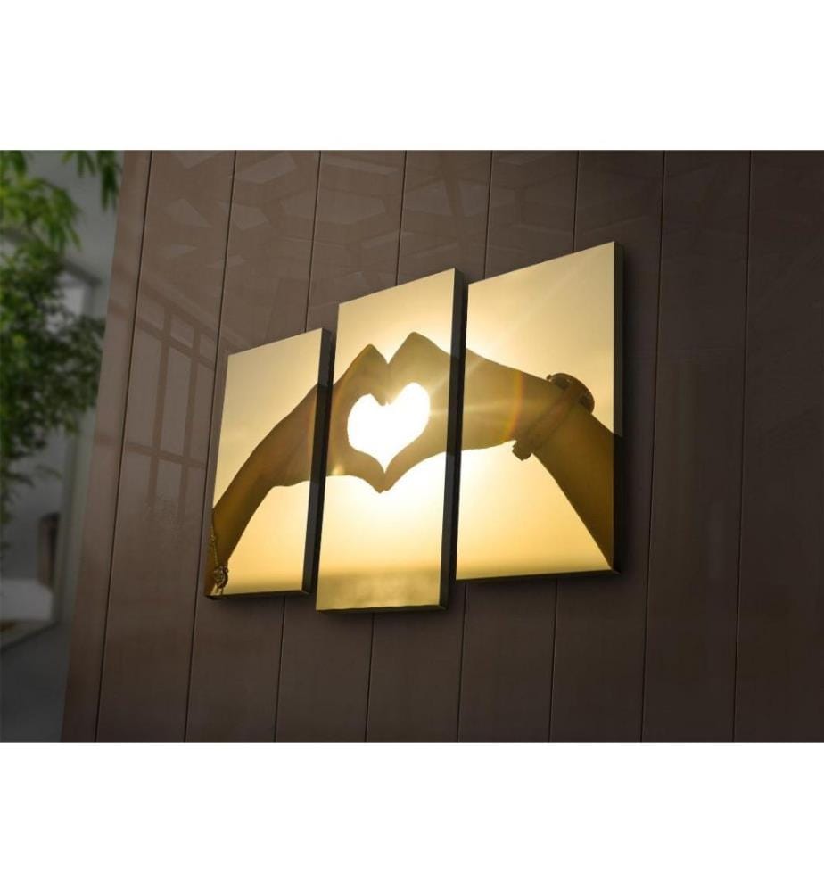 Peinture sur toile décorative éclairée par LED, 3 pièces, multicolore, toile en daim