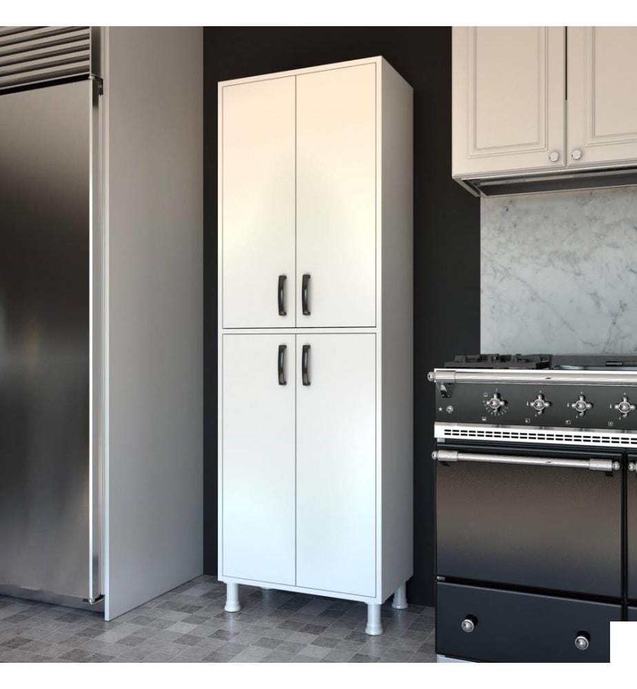 Armoire multifonctions, blanc, panneau de particules mélaminé