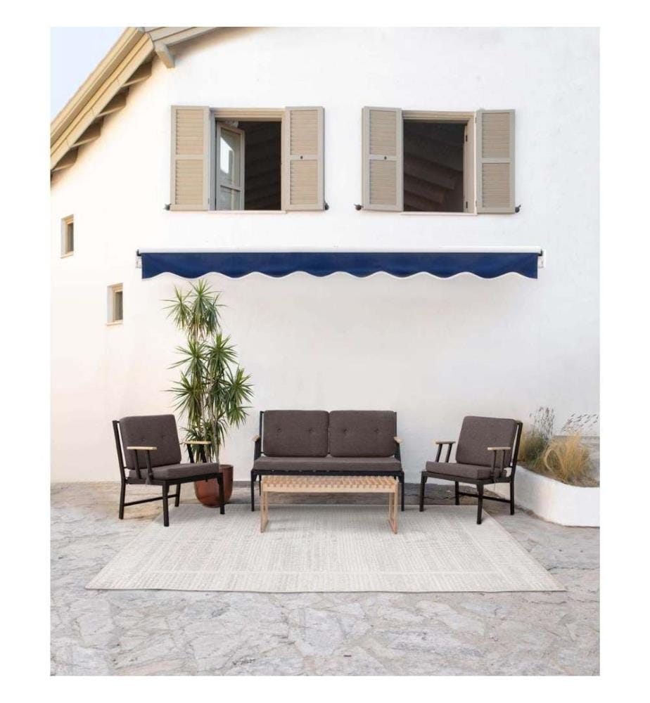 Canapé 2 places Garden, marron, structure métallique, tissu polyester