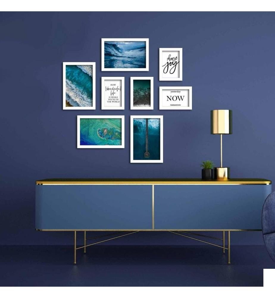 Peinture décorative encadrée MDF, 8 pièces, Multicolore, MDF, Cadre en plastique