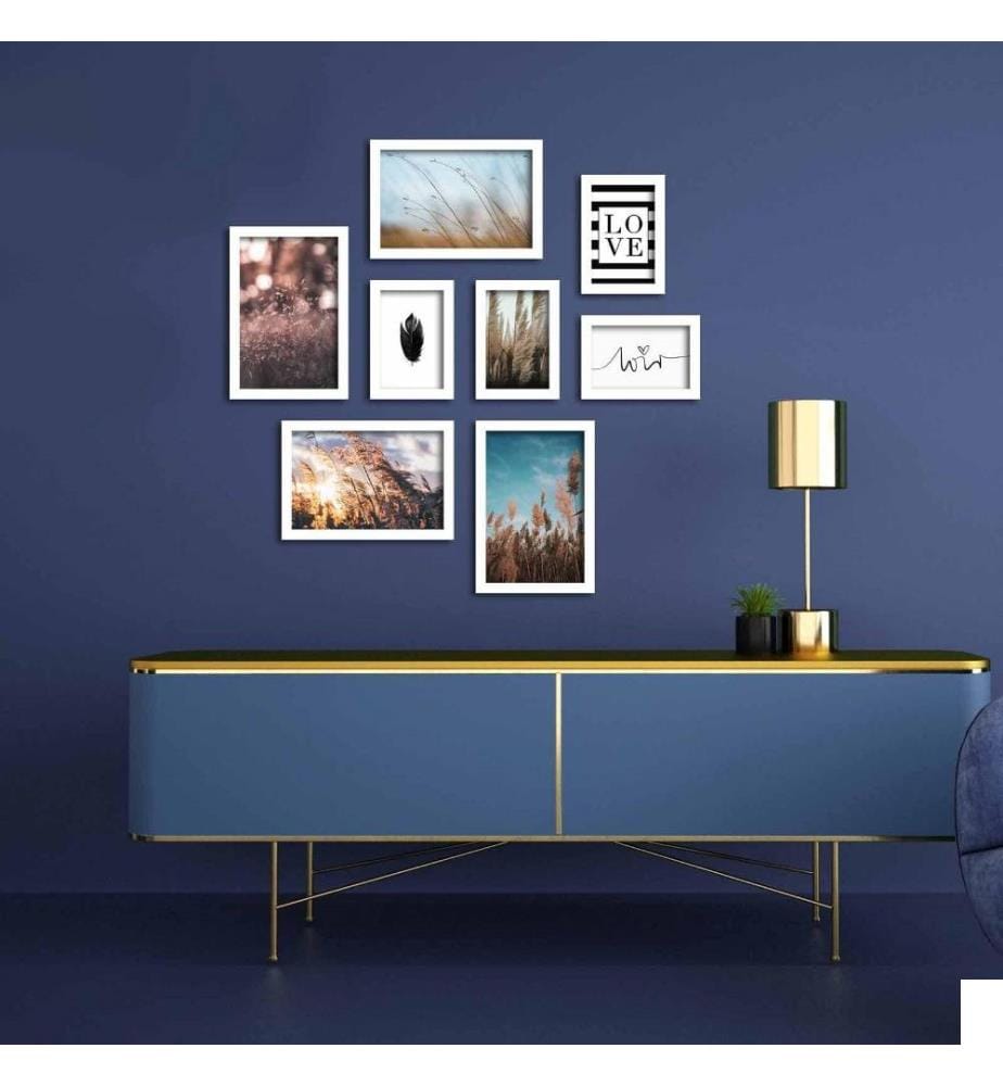 Peinture décorative encadrée MDF, 8 pièces, Multicolore, MDF, Cadre en plastique