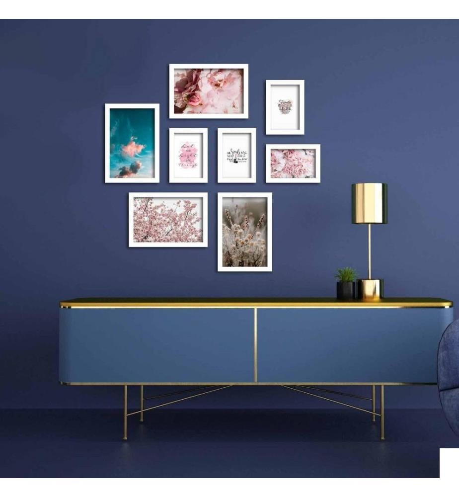 Peinture décorative encadrée MDF, 8 pièces, Multicolore, MDF, Cadre en plastique