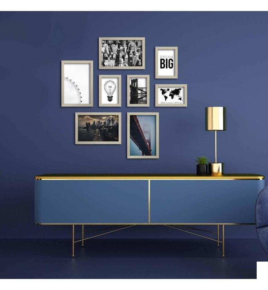 Peinture décorative encadrée MDF, 8 pièces, Multicolore, MDF, Cadre en plastique