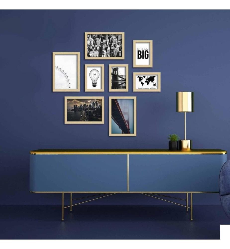 Peinture décorative encadrée MDF, 8 pièces, Multicolore, MDF, Cadre en plastique