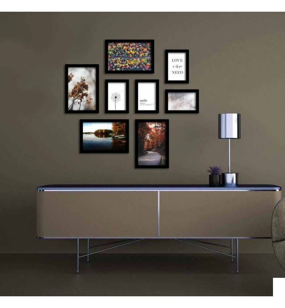 Peinture décorative encadrée MDF, 8 pièces, Multicolore, MDF, Cadre en plastique