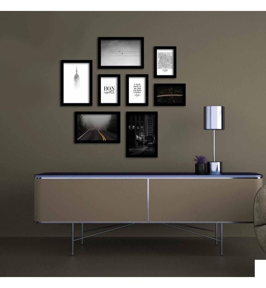 Peinture décorative encadrée MDF, 8 pièces, Multicolore, MDF, Cadre en plastique