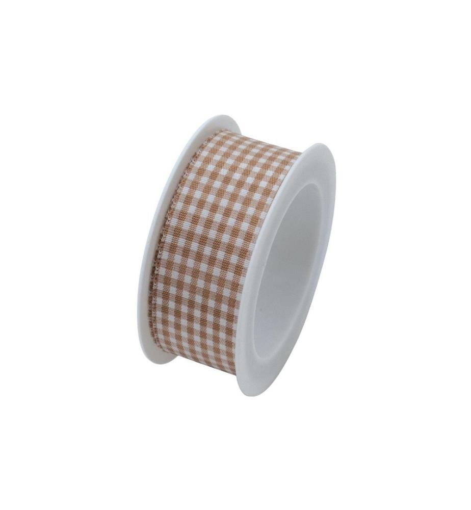 Braun + Company Ruban cadeau Vichy 25 mm x 2 m, Beige