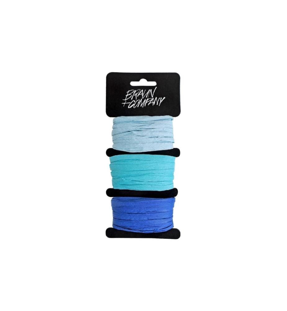 Braun + Company Ruban cadeau Raffia Mélange bleu par couleur 10 mètres