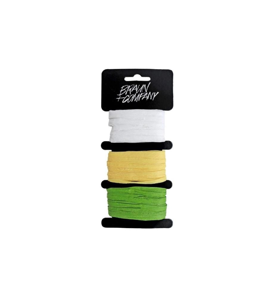 Braun + Company Ruban cadeau Raffia Mélange vert par couleur 10 mètres