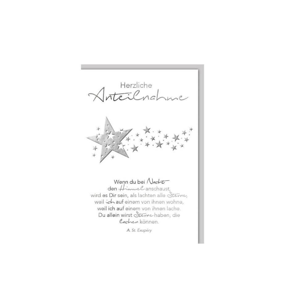Braun + Company Carte de condoléances Enfant Sympathie sincère 11.5 x 17 cm, étoiles