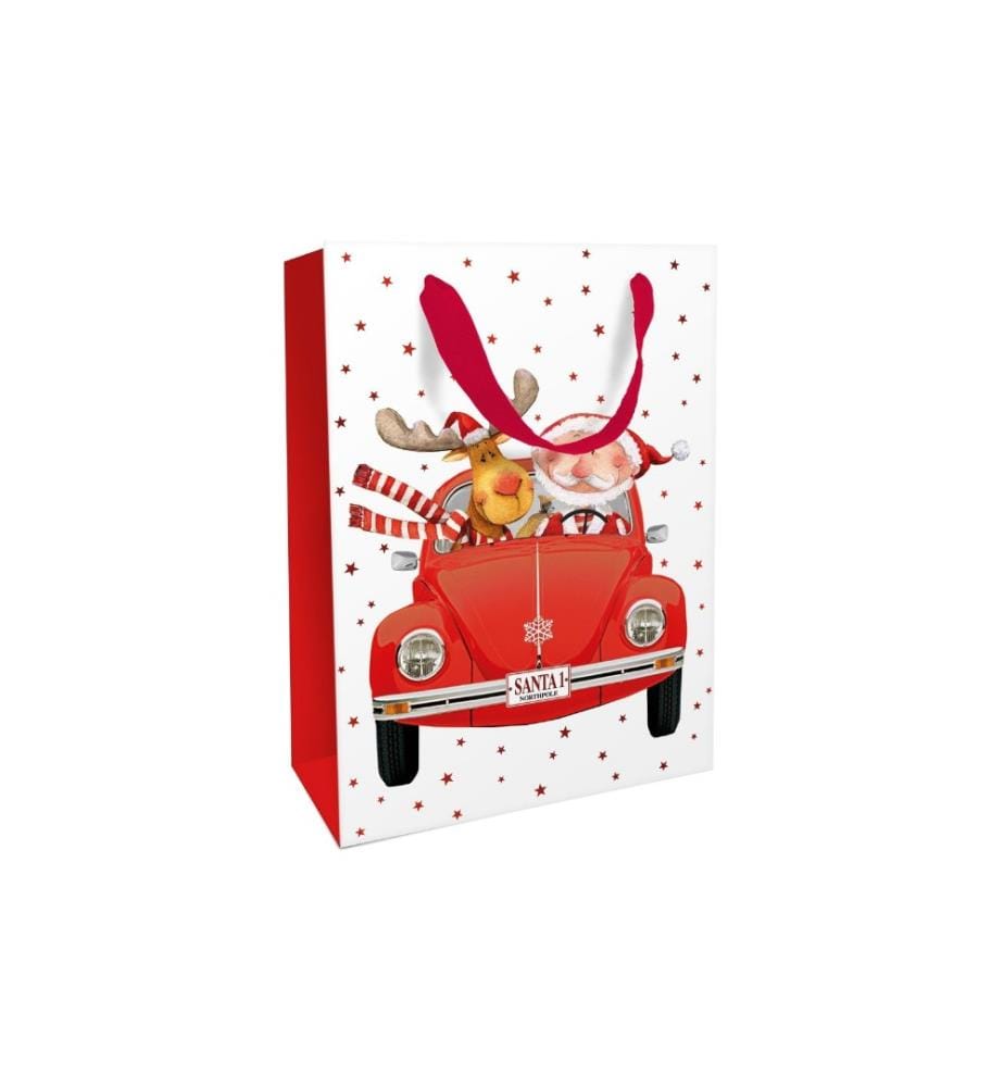 Braun + Company Sac cadeau Santa's Red Car 26 x 36 x 13 cm